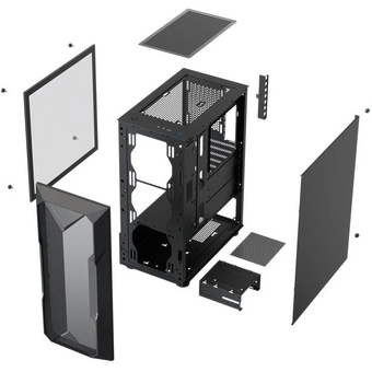  Корпус XASTRA A304 4ARGB-C6 Black (A304-4FC12A-C6) ATX/Mesh/half-size TG/4x120mm ARGB FC fans/Argb+PWM HUB 6port 