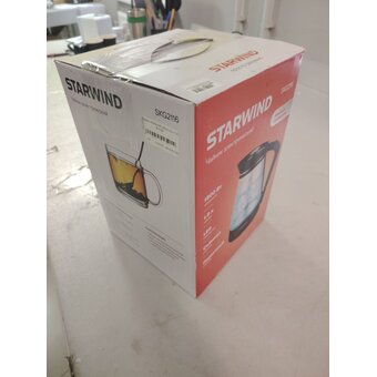  УЦ Электрочайник Starwind SKG2116 черный/прозрачный (плохая упаковка, дефект литья на колбе) 