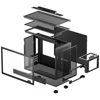  Корпус Deepcool CH160 Plus без БП, боковое окно (закаленное стекло), черный, Micro ATX/Mini-ITX 