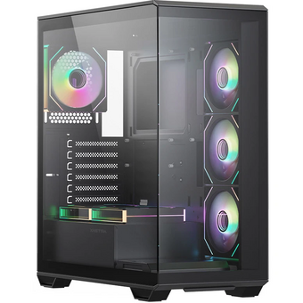  Корпус XASTRA Q600 6ARGB-C10 Black (Q600-6FM12A-C10) ATX/Aquarium/Screewless/6x120mm ARGB PWM FM fans/Argb+PWM HUB 10port 