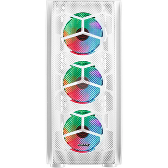  Корпус Ginzzu GL 390 боковая дверца закаленное стекло на петлях на магнитах, controller CRC10, 4* 12R6W Fan 12см RGB белый 