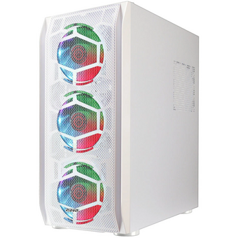  Корпус Ginzzu GL 390 боковая дверца закаленное стекло на петлях на магнитах, controller CRC10, 4* 12R6W Fan 12см RGB белый 
