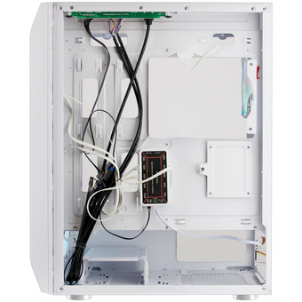  Корпус Ginzzu GL 390 боковая дверца закаленное стекло на петлях на магнитах, controller CRC10, 4* 12R6W Fan 12см RGB белый 