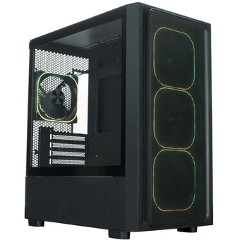  Корпус XASTRA A411M 4ARGB-FG Black (A411M-4FG12A) mATX/Mesh /ScrewlessTG+mesh panel/ 4x120mm ARGB PWM FG fans 