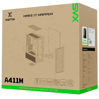  Корпус XASTRA A411M 4ARGB-FG Black (A411M-4FG12A) mATX/Mesh /ScrewlessTG+mesh panel/ 4x120mm ARGB PWM FG fans 