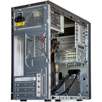  Корпус Foxline FL-628-FZ450R-U32-S mATX black, w/PSU 450W 12cm, w/2xUSB2.0, w/pwr cord, w/o Fan, E-lock support 