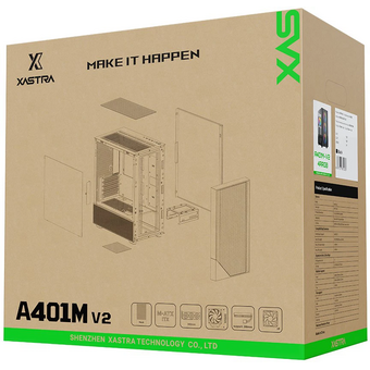  Корпус XASTRA A401M 4ARGB-V2 Black (A401M-V2-4FC12A) mATX/Mesh /ScrewlessTG+mesh panel/ 4x120mm ARGB PWM FC fans 