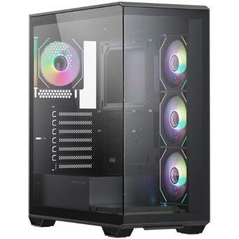  Корпус XASTRA Q600 4ARGB-C10 Black (Q600-4FM12A-C10) ATX/Aquarium/Screewless/3x120mm ARGB PWM FM fans/Argb+PWM HUB 10port 