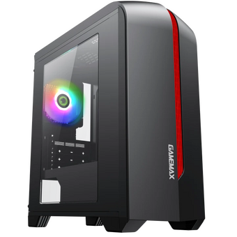  Корпус GameMax Centauri Black Red без БП (ATX,Черн.-кр,USB3.0, Зак.стекло, 1*120мм. RGB, пыл.фильтр) 