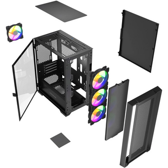  Корпус Powercase Alisio Micro X4B V2 LE (CAMCXB-A4-LE), Tempered Glass, 4х 120mm ARGB PWM fans, чёрный, mATX 