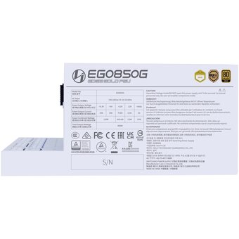  Блок питания Lian Li EG0850G (G9P.EG0850G.W000.RU) / White / ATX 3.1, 850W, 80 Plus Gold, PCIe 5.1, APFC, 120mm FDB Fan, Fully Modular 