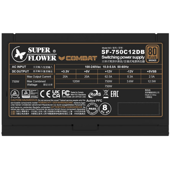 Блок питания Super Flower Combat DB SF-750C12DB 750W ATX3.1 ATX 3.1, 120mm, 6xSATA, 3xPCI-E(6+2), 1xPCI-E 16, APFC, 80+ Bronze   Блок питания Super Flower Combat DB SF-750C12DB 750W ATX3.1 ATX 3.1, 120mm, 6xSATA, 3xPCI-E(6+2), 1xPCI-E 16, APFC, 80+ Bronze