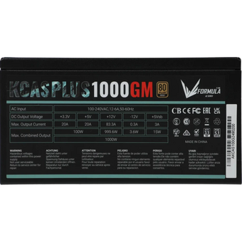  Блок питания Formula V Line KCAS Plus 1000GM, 1000W, ATX3.1/PCIe5.1, APFC, 80+ Gold, 14cm Fan, Full Modular 