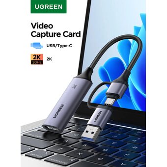 Карта видеозахвата UGREEN CM629 (15389) HD HDMI USB-C/USB-A 4K 30Hz Video Capture Card серый космос   Карта видеозахвата UGREEN CM629 (15389) HD HDMI USB-C/USB-A 4K 30Hz Video Capture Card серый космос