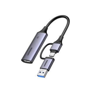 Карта видеозахвата UGREEN CM629 (15389) HD HDMI USB-C/USB-A 4K 30Hz Video Capture Card серый космос   Карта видеозахвата UGREEN CM629 (15389) HD HDMI USB-C/USB-A 4K 30Hz Video Capture Card серый космос