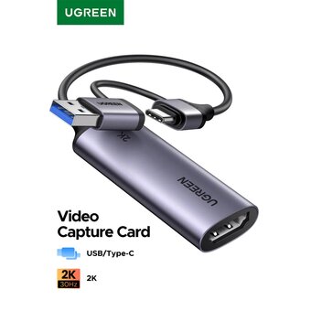 Карта видеозахвата UGREEN CM629 (15389) HD HDMI USB-C/USB-A 4K 30Hz Video Capture Card серый космос   Карта видеозахвата UGREEN CM629 (15389) HD HDMI USB-C/USB-A 4K 30Hz Video Capture Card серый космос