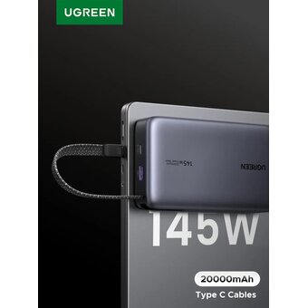  Power Bank UGREEN PB551 (55992B) 145W 20000mAh USB-C&USB-A&USB-C Cable Built-in Cable Space Gray 
