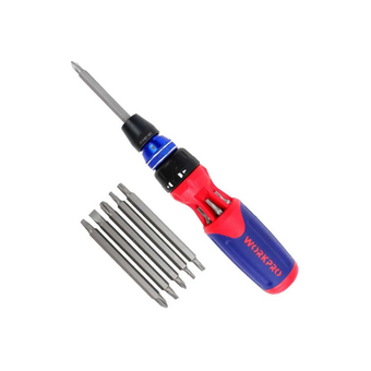  Реверсивная отвертка-битодержатель WORKPRO WP221063 с трещоткой 12-в-1 