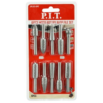  Набор шарошек стальных по дереву P.I.T. APLS13-10PC 10шт хвостовик 6мм 