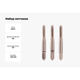  Набор метчиков H-Tools 230050EHT из 3-х шт. 