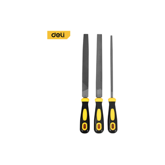  Набор напильников Deli DL352083 3шт инструментальная сталь T12, обрезиненная пластиковая рукоятка 