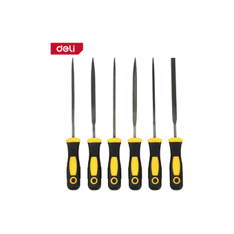  Набор надфилей Deli DL2141 6шт подшипниковая сталь, противоскользящая рукоятка 