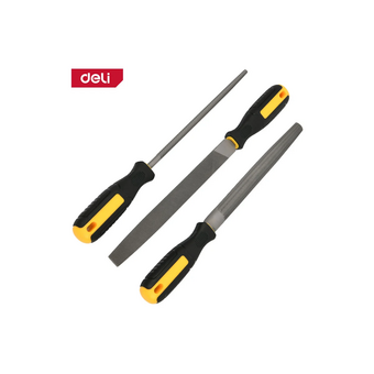  Набор напильников Deli DL351083 3шт инструментальная сталь T12, обрезиненная пластиковая рукоятка 