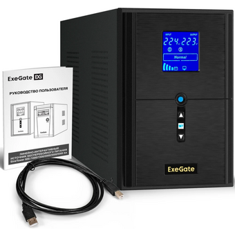  ИБП Exegate SineTower SN-2000.LCD.AVR.3SH.1C13.RJ.USB EX295983RUS инвертор, синус, для котла 2000VA/1600W, чистая синусоида, LCD дисплей 
