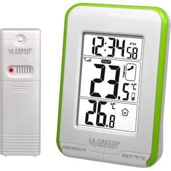 Термометр LaCrosse WS6810 белый с зеленой рамкой   Термометр LaCrosse WS6810 белый с зеленой рамкой