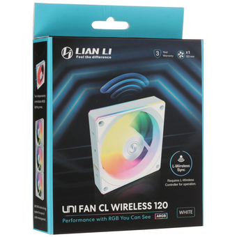  Вентилятор Lian Li Uni Fan CL Wireless 120 (G99.12CL1W1W.R0) / 12CL1W1W White / 120x124x28мм (PWM, ARGB, 2150 об/мин (Max.), 29,8dBa) 
