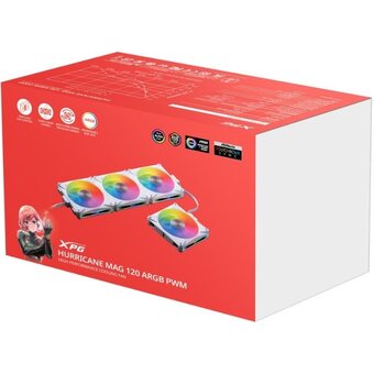  Комплект вентиляторов 4шт XPG HURRICANE MAG 120 ARGB PWM ( прямой и реверсный режим) white RET 