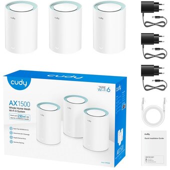  Бесшовный Mesh роутер Cudy M1500 (3-Pack) AX1500 10/100/1000BASE-TX 