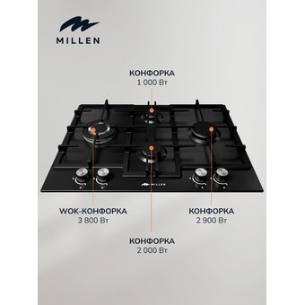 Варочная поверхность MILLEN MGHGD 6501 BL   Варочная поверхность MILLEN MGHGD 6501 BL