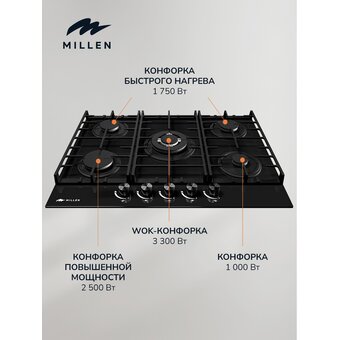 Варочная поверхность MILLEN MGHG 701 BL   Варочная поверхность MILLEN MGHG 701 BL