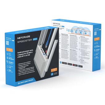 Роутер беспроводной Keenetic Netcraze Speedster 4G+ NC-2911 AC1200 10/100/1000BASE-TX/4G cat.6 белый 