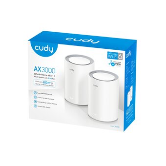  Mesh-система Cudy M3000(2-Pack) V2 2,5-гигабитная Wi-Fi 6 AX3000, 2,4/5ГГц, до 2976Мбит/с, LAN 1x1Гбит/с 