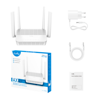  Маршрутизатор CUDY GP3000 AX3000 Wi-Fi 6 GPON Router Dual Band Gigabit xPON, Realtek chipset, GPON/EPON, 2402Mbps at 5GHz + 576Mbps at 2.4GHz 