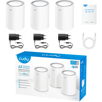  Mesh-система Cudy M3000(3-Pack) V2 2,5-гигабитная Wi-Fi 6 AX3000, 2,4/5ГГц, до 2976Мбит/с, LAN 1x1Гбит/с 