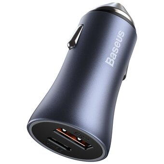 АЗУ Baseus TZCCJD-0G Golden Contactor Pro Dual Quick Charger Car Charger U+C 40W（With Baseus Simple wiring USB For Type-C 5A 1.0m）Dark Gray 