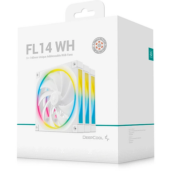 Вентилятор DEEPCOOL FL14 WH-3 in 1 140x140x25мм (PWM, ARGB, белый, 500-1700об/мин) Color Box 