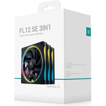  Вентилятор DEEPCOOL FL12 SE 3 In 1 120x120x25мм (PWM, ARGB, черный, 400-1900об/мин) Color Box 