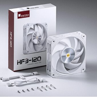  Вентилятор JONSBO HF3-120W 120х120х30мм (PWM, 300-2800об/мин, белый) Retail 