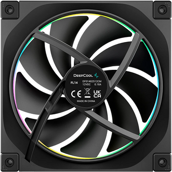 Вентилятор DEEPCOOL FL14 140x140x25мм (PWM, ARGB, черный, 500-1700об/мин) Color Box 