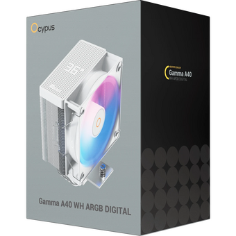  Вентилятор Ocypus Gamma A40 WH ARGB Digital, 100mm ARGB Fan, Top Display Panel, 4 Heat pipes, 4-Pin PWM, 600-2400 RPM, 29.5DBA, Hydro Bearing, LGA115X 