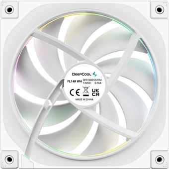  Вентилятор DEEPCOOL FL14R WH 140x140x25мм Reverse (PWM, ARGB, белый, 500-1700об/мин) Color Box 