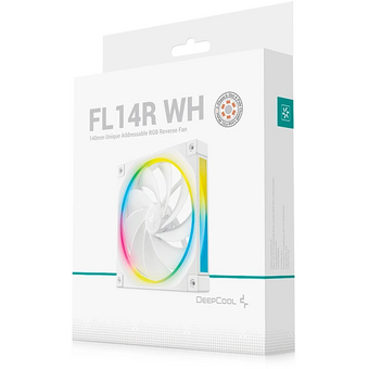  Вентилятор DEEPCOOL FL14R WH 140x140x25мм Reverse (PWM, ARGB, белый, 500-1700об/мин) Color Box 