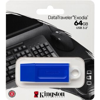  USB-флешка Kingston DataTraveler Exodia KC-U2G64-7GB 64Гб, USB 3.2 gen.1, синий 