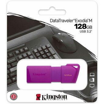  USB-флешка Kingston Exodia M KC-U2L128-7LP 128GB USB 3.2 DT DTXM Neon Purple 