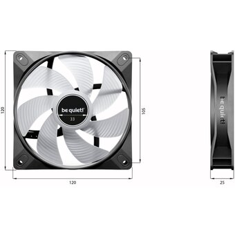  Кулер be quiet! Light Wings LX (BL120) Black 120mm PWM (120x120x25mm, 4-pin ARGB, 51.5CFM, 25.5dBA, 1600RPM) 