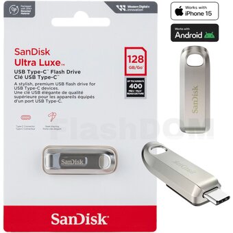 USB-флешка SanDisk Ultra Luxe 128Gb (SDCZ75-128G-G46), USB Type-C 